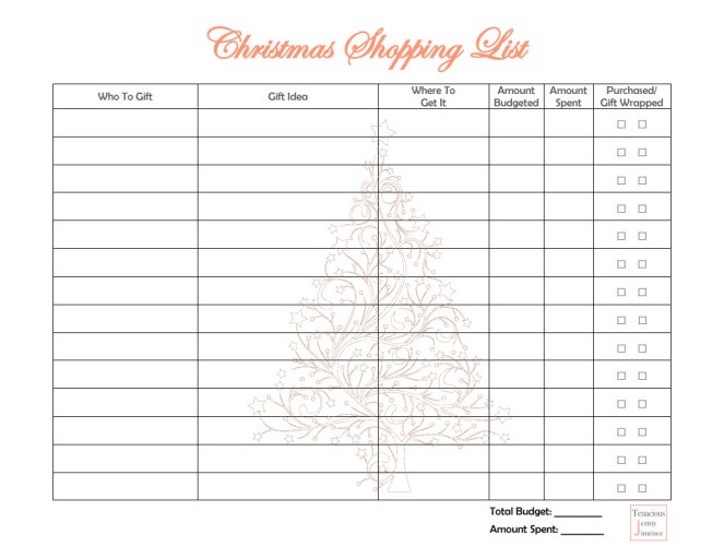 Christmas Shopping List